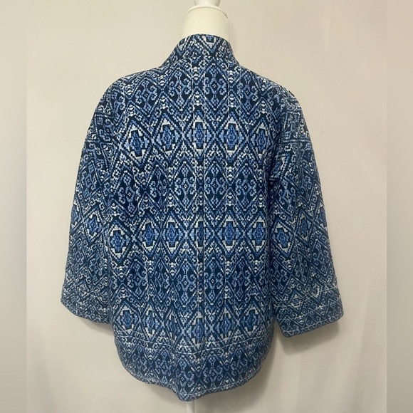 J. Jill Pure Jill open front ikat print quilted cotton jacket - Picture 4 of 8